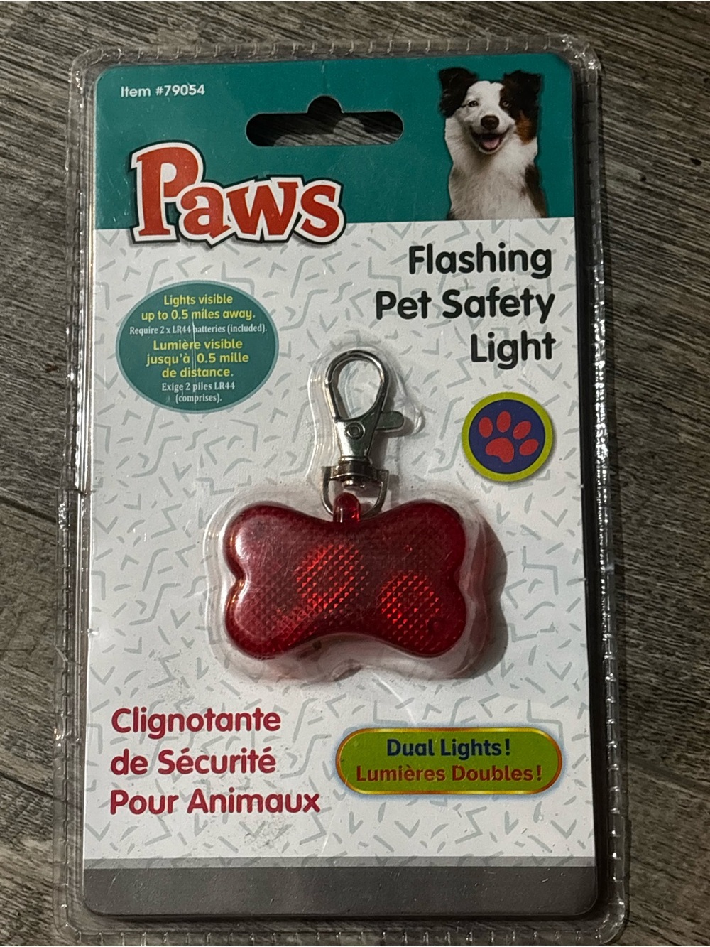Red Flashing Pet Safety Light - Bone Clip-On